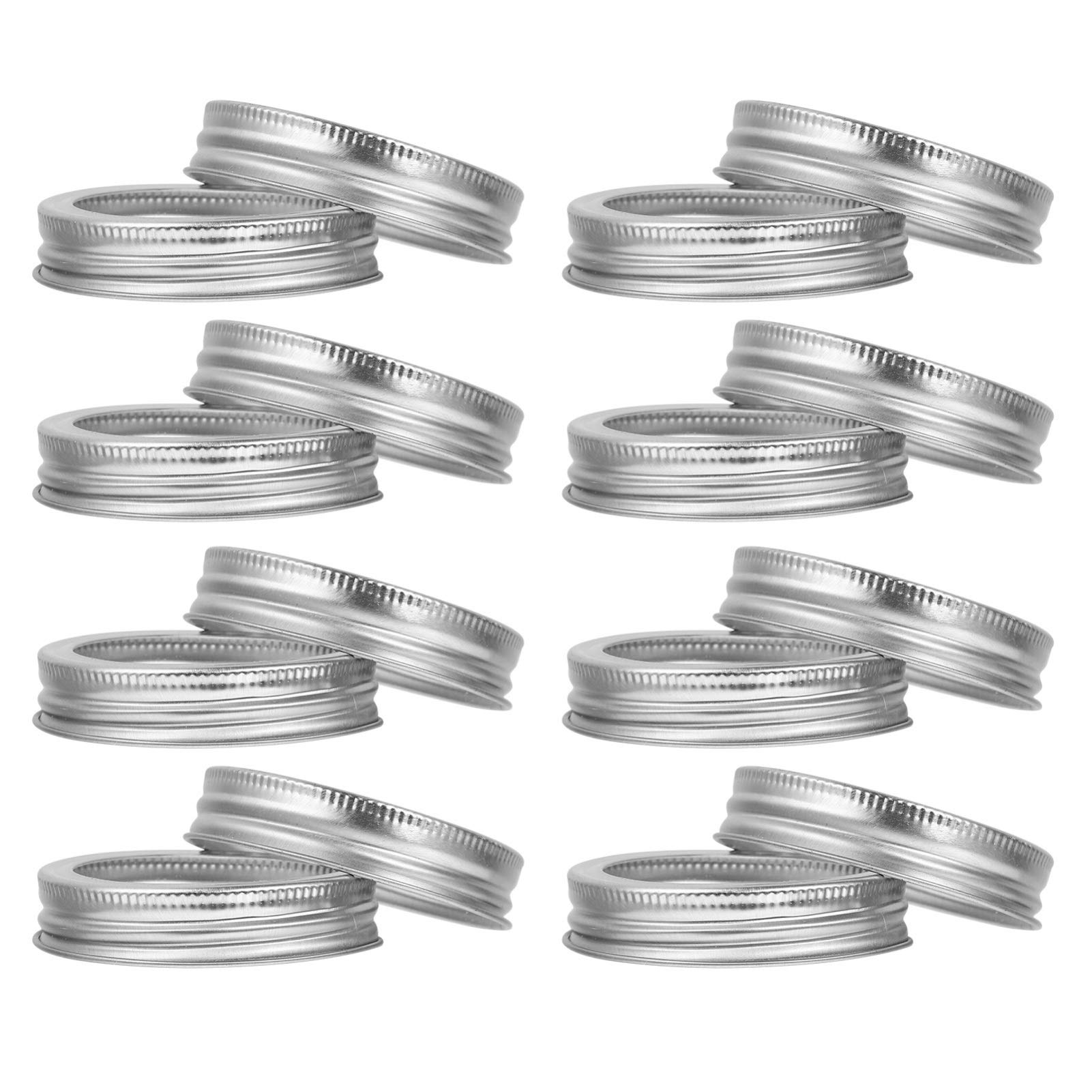 HEMOTON 24pcs Stainless Steel Jar Lids Storage Caps with- Shape Silicone Seals for Jar Wide Mouth 86mm