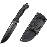 11" Fixed Blade Tactical Knives with Sheath,Hunting Knife with High Carbon Steel Blade, Non-Slip Handle, Lanyard Hole, Camping Knives for Hiking, Outdoor, Hunting, Survival, Adventure,EDC,Bushcraft