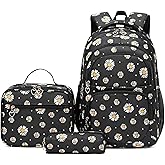 ZHANAO Daisy Backpack for Girls,Bookbag with Lunch Box Kids School Bag Set 3pcs Flower Backpack Set School Daypack