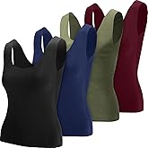 Toulite 4 Pcs Thermal Tank Tops Women Underwear Tops Sleeveless Undershirt for Women Cotton Camisole Warm Base Layer