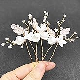 BETITETO Flower Bridal Hair Pins White Ceramic Floral Leaf Wedding Hair Pieces Accessories for Women and Girls(Pack of 3)