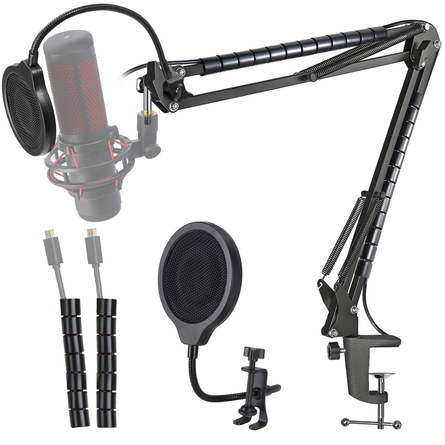 HyperX QuadCast Boom Arm with Mic Pop Filter - Microphone Stand and 3 Layers Pop Filter for HyperX QuadCast S Gaming Mic by YOUSHARES