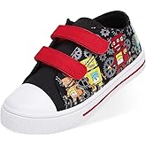 Toddler Boys Girls Canvas Sneakers, Kids Classic Low Top Dual Hook and Loops Walking Shoes with Adorable Patterns