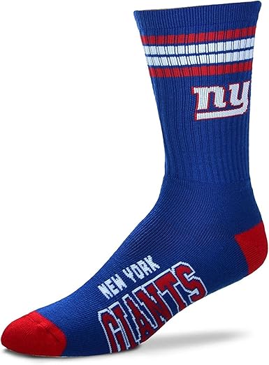 Amazon Com For Bare Feet New York Giants 4 Stripe Youth Size Nfl Crew Kids Socks 4 8 Yrs Clothing