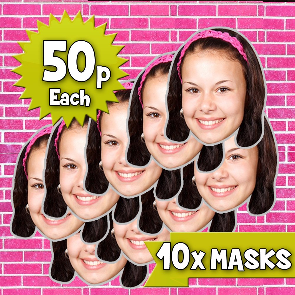 Costume Masks & Eye Masks 9 x Personalised Create Your Own DIY Photo Face Masks Custom Party Costume Masks & Eye Masks 9 x Personalised Create Your Own DIY Photo Face Masks Custom Party