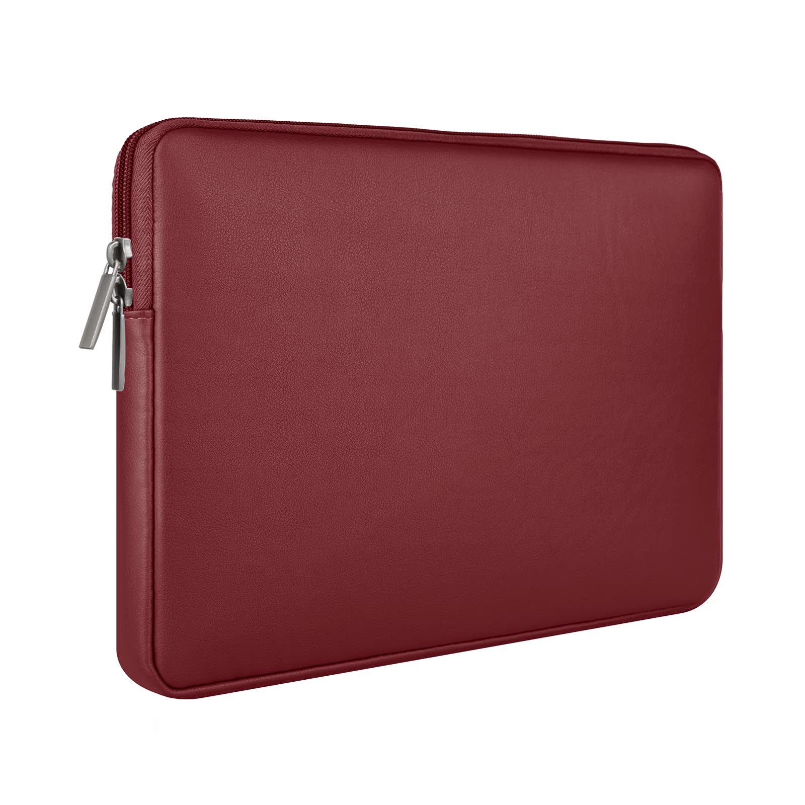 RAINYEAR 11 Inch Laptop Sleeve Soft PU Leather Case Protective Water Resistant Zipper Cover Padded Carrying Bag Compatible with 11.6 MacBook Air Surface for 11" Chromebook Notebook Computer(Red)