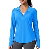 MAGCOMSEN Women's Long Sleeve Shirts Sun Protection Half 1/2 Zip Pullover Rash Guard Quick Dry Hiking Golf Workout Tops
