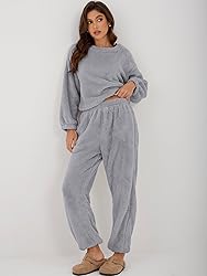 ZAFUL Women's Fuzzy Lounge Casual Pajamas Sets Long
