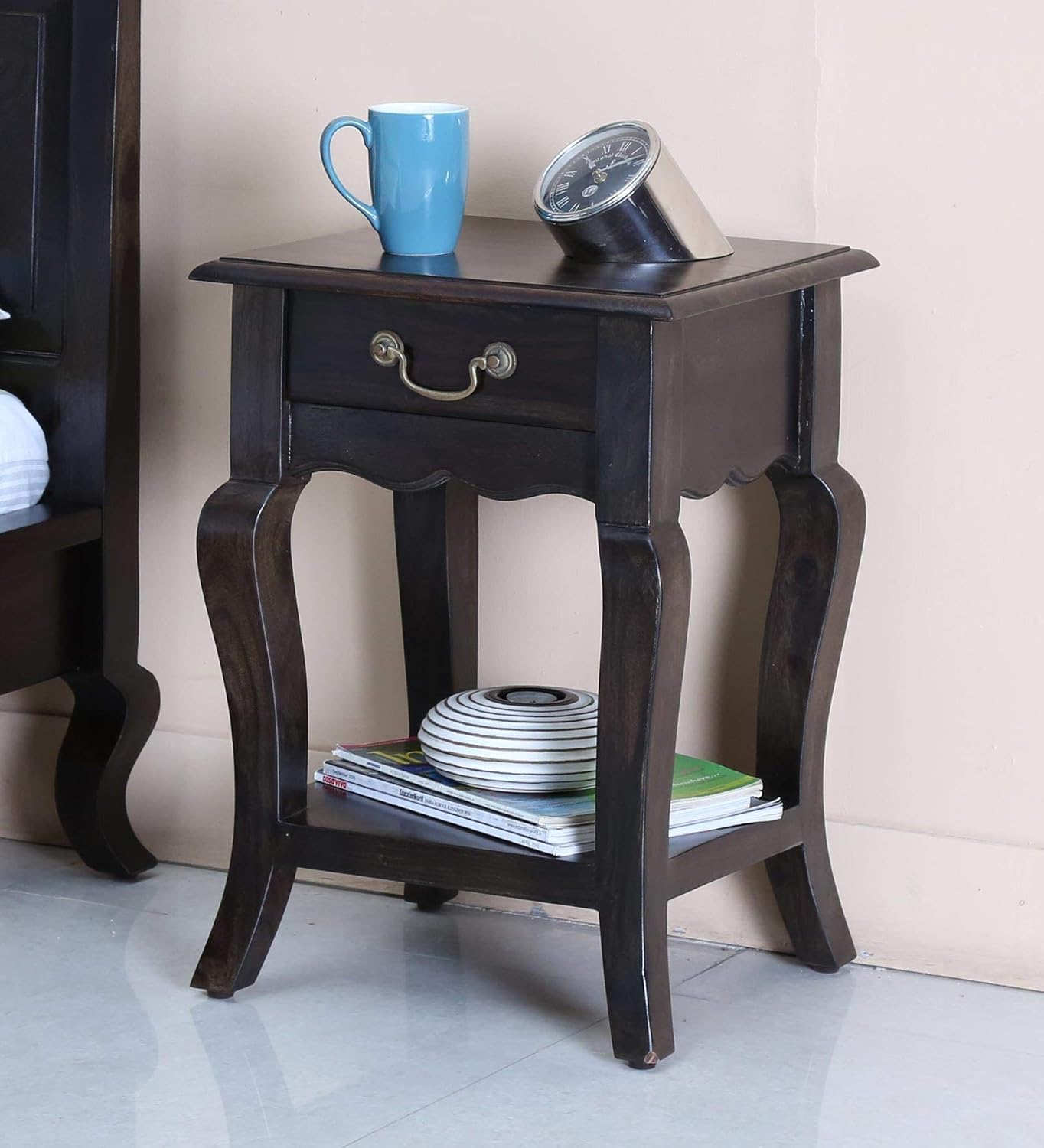 FURNIZY Sheesham Wood Multipurpose Bedside End Table Side Tables with 1