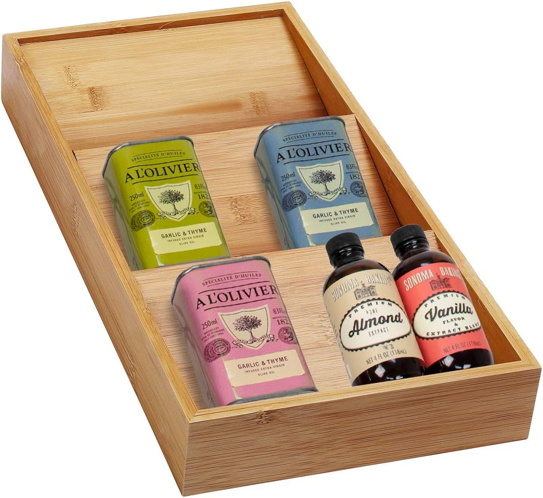 Spice Drawer Organizer Wooden Spice Rack Organizer Bamboo 3 Tier Spice Organizer for Spice Jars