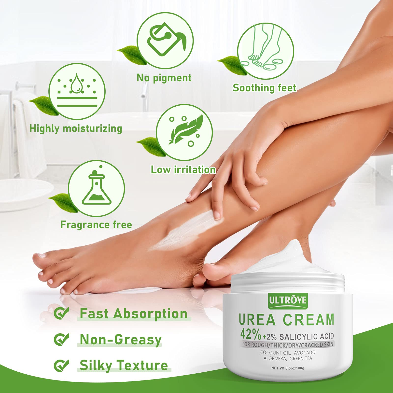 Urea Cream 42% - 2% Salicylic Acid Foot Moisturizer - Callus & Dead Skin Remover, Repairing Foot File, 3.5 oz