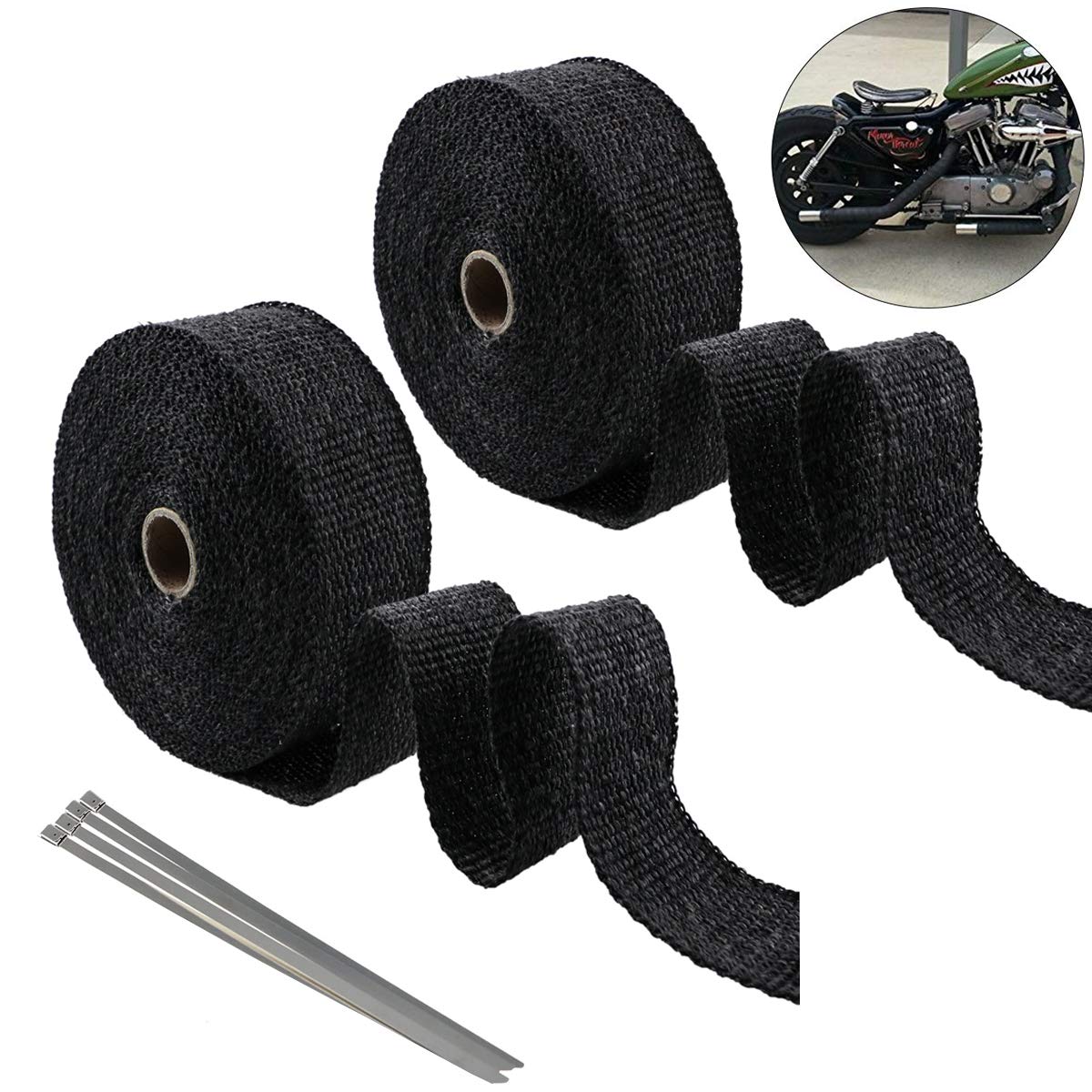 Mengger Exhaust Pipe Heat Wrap Tape Black High Insulation Cloth for Car