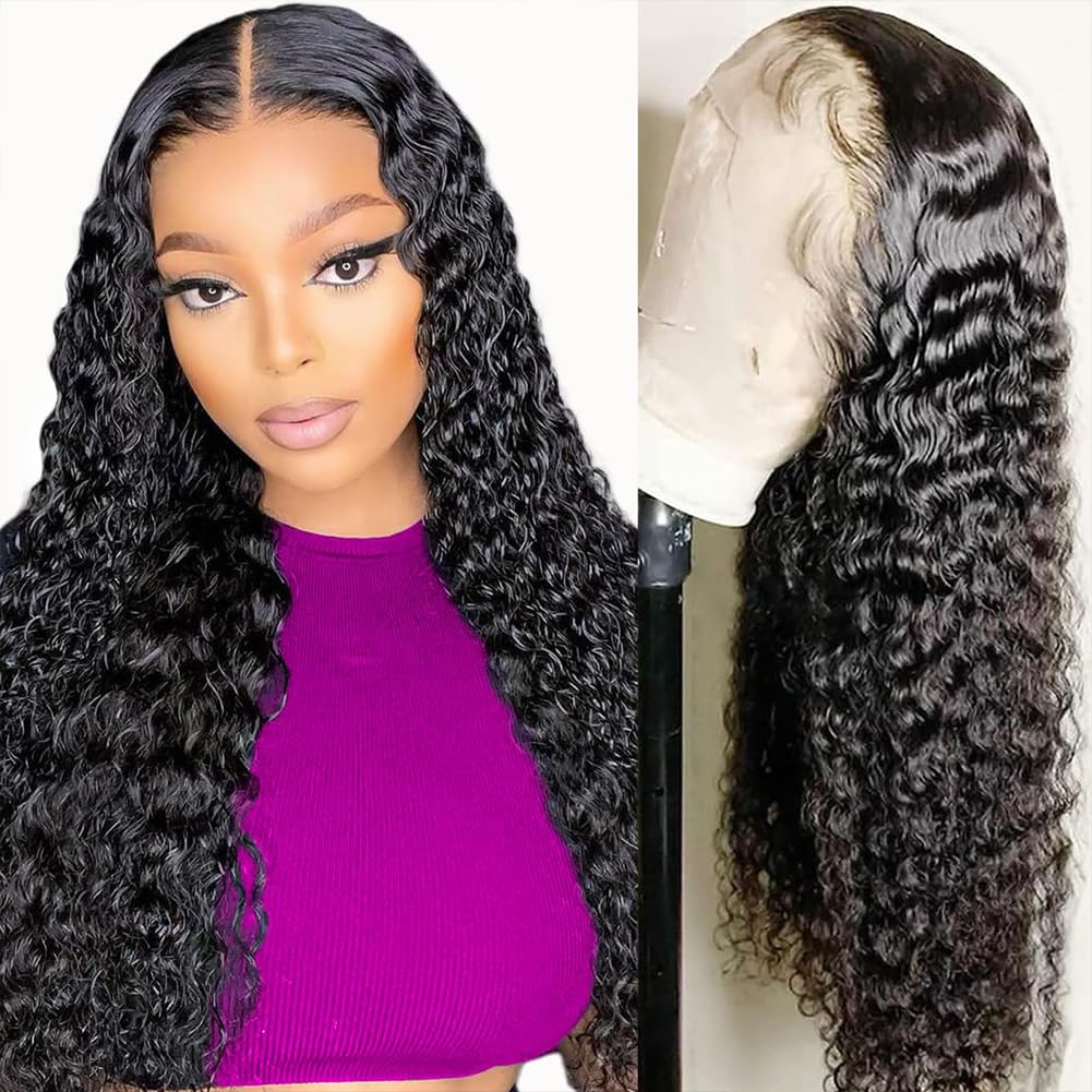 13x6 Deep Wave Lace Front Wigs Human Hair Pre Plucked 200 Density 20 Inch Curly Wig Human Hair Hd Frontal Glueless Wig — image 1