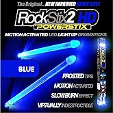 ROCKSTIX 2 HD BLUE, BRIGHT LED LIGHT UP DRUMSTICKS, with fade effect, Set your gig on fire! (BLUE ROCKSTIX)