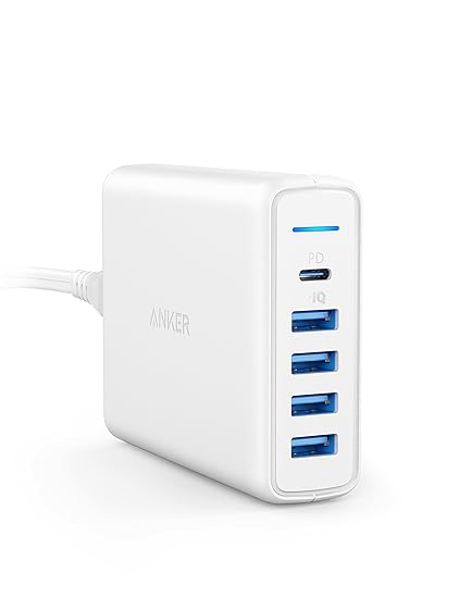Anker PowerPort I PD - 1 PD & 4 PowerIQ【Power Delivery対応 60W 5ポート USB-C急速充電器】 iPhone XS/XS Max/XR、MacBook、Galaxy S9、Xperia XZ1、その他Android各種対応(ホワイト)