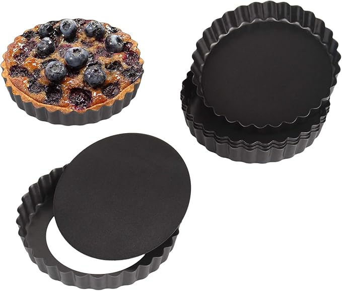 Non stick 5 Inch Mini Tart Pans Set with Removable Bottom
