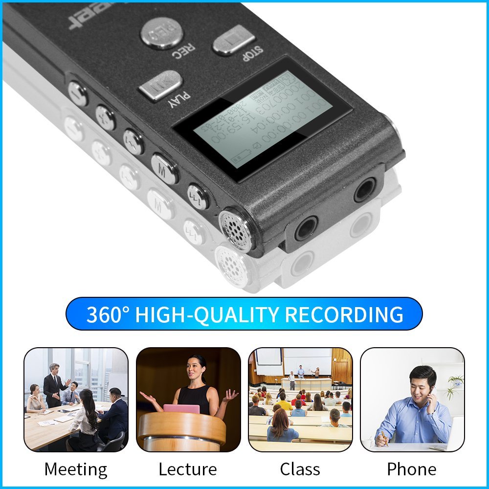 Gocheer Multifunctional Rechargeable 8GB Digital Audio Voice Recorder/Dictaphone/MP3 Player