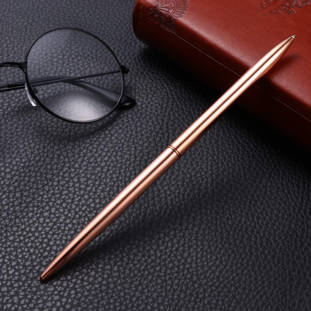 NUOLUX 6Pcs Metal Ballpoint Pen Heads Rotation Black Ink Pen for School and Office Supplies (Rose Gold), 6 count (Pack of 1) - Image 4