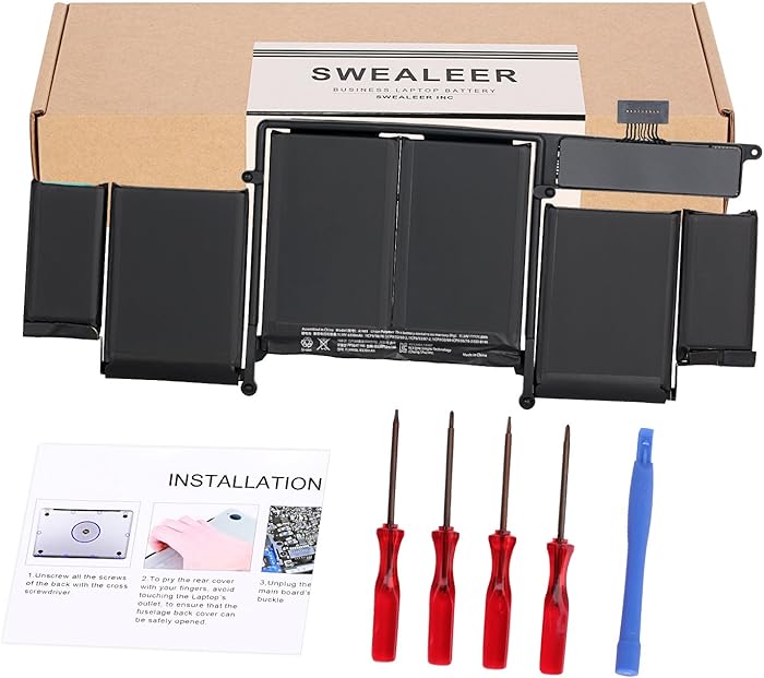 SWEALEER A1493 A1502 1582 Laptop Battery Compatible with MacBook Pro 13" inch Retina Late 2013 Mid 2014 Replacement for ME864LL/A ME866LL/A Core i5 2.4 2.6 i7 2.8 020-8146 [11.34V 71.8WH A1493]