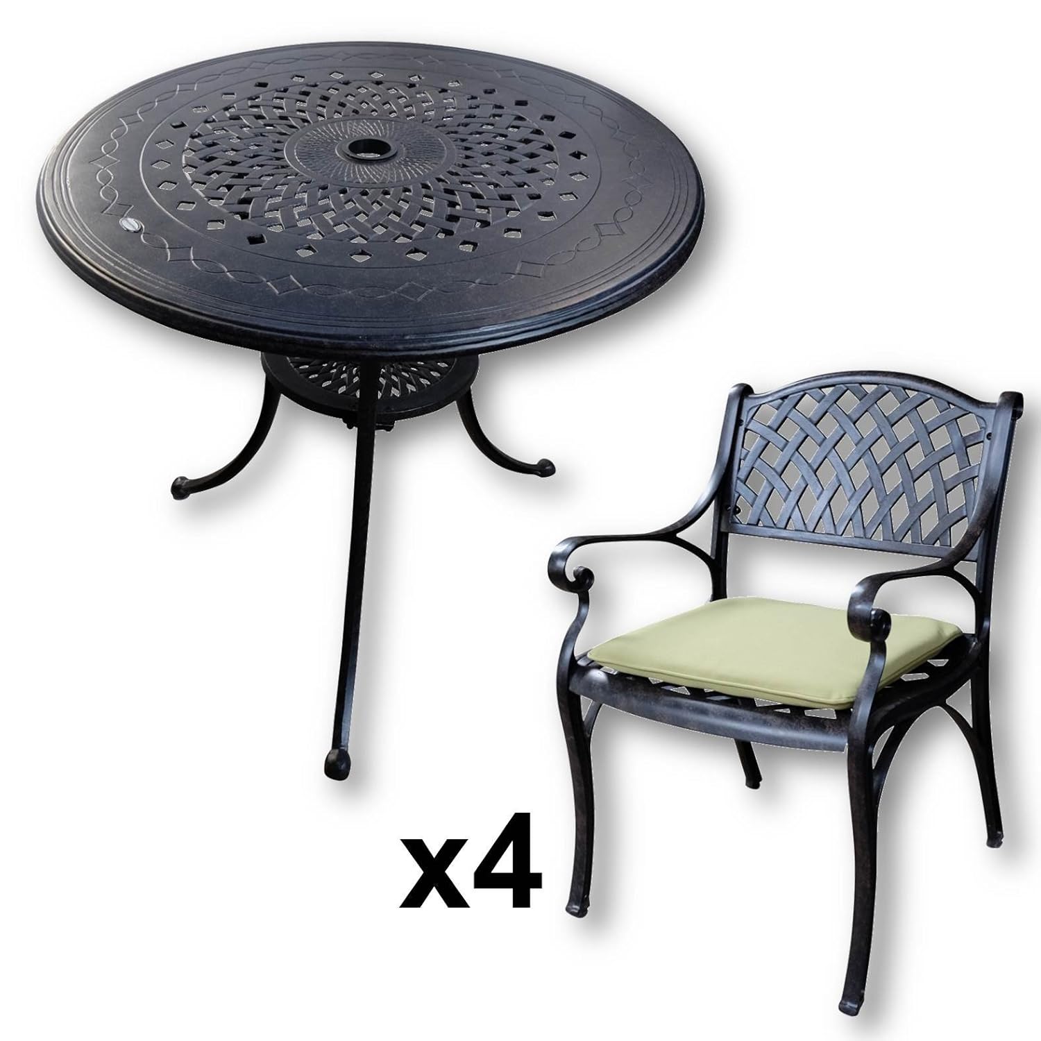 Lazy Susan - ANNA 80 cm Runder Gartentisch mit 4 Stühlen - Gartenmöbel