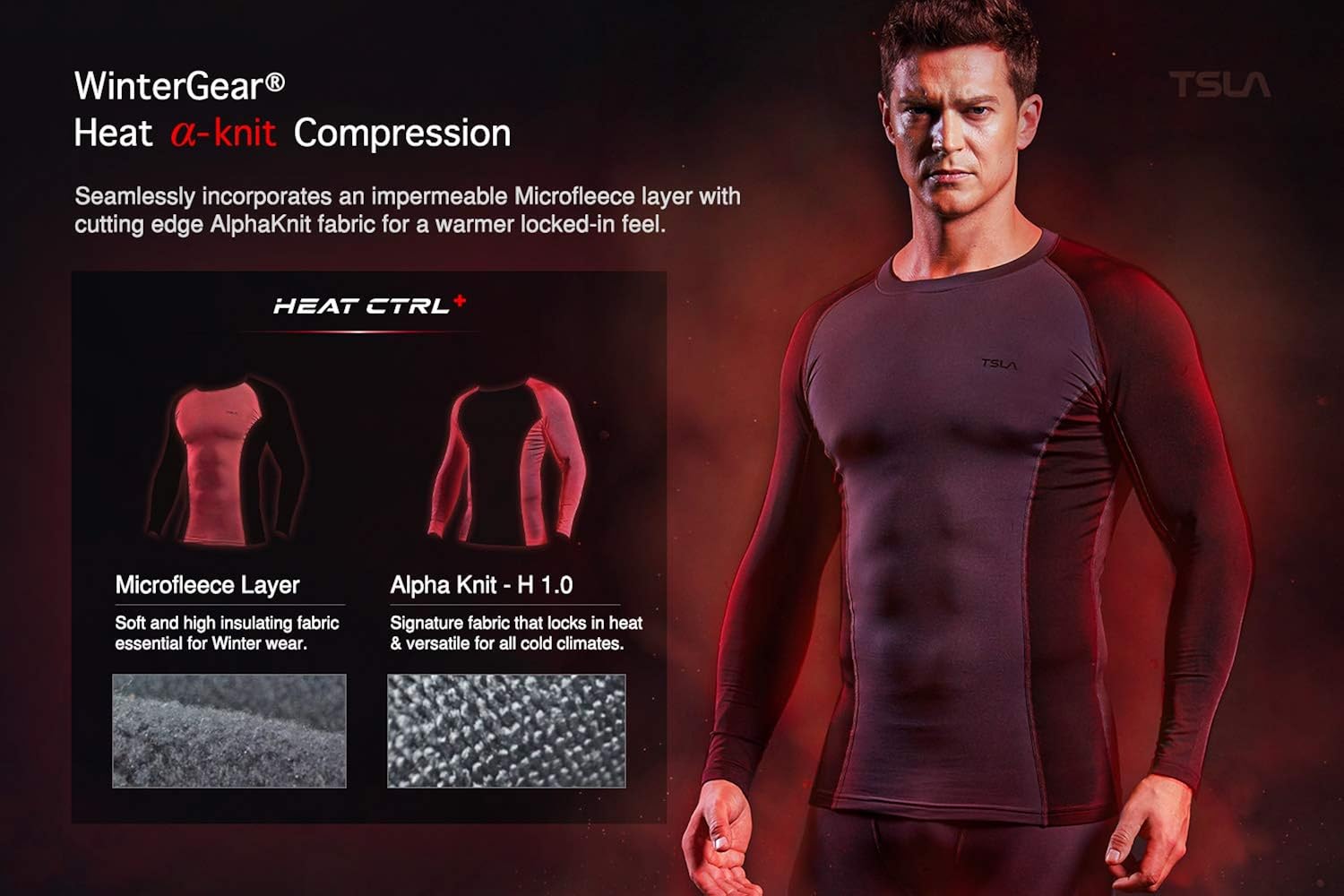 TSLA 1 or 2 Pack Men's Thermal Long Sleeve Compression Shirts, Mock/Turtleneck Winter Sports Running Base Layer Top: Clothing