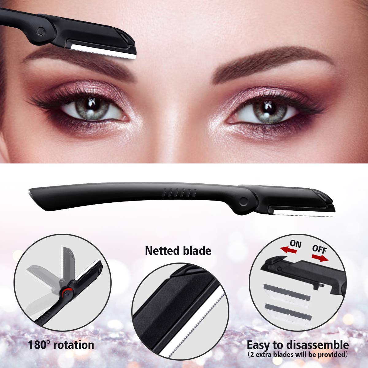 Eyebrow Razor, Hizek 6 in 1 Eyebrow Kit, Multipurpose Exfoliating Dermaplaning Tool Face Razors for Women, Including Facial Trimmer Shaver, Eyebrow Brush, Scissors, Tweezers, Storage Bag : Beauty