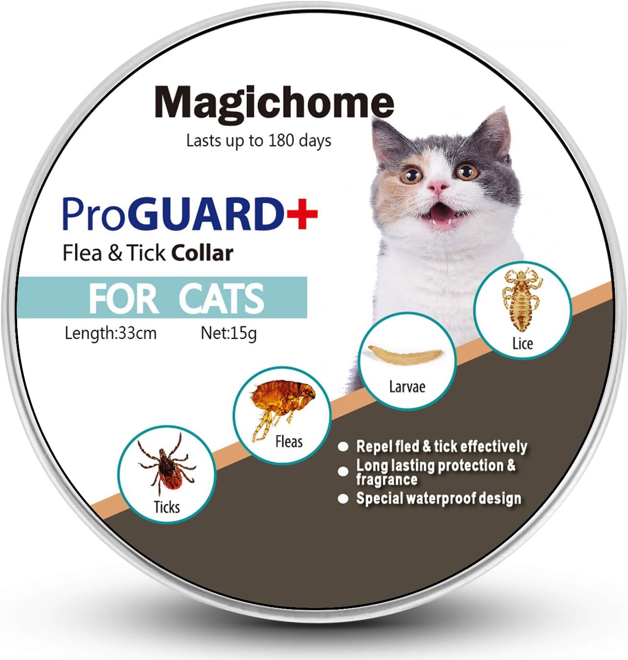 Magichome Flea and Tick Collar for Cat, Adjustable Length Waterproof Cat Anti Flea Collar