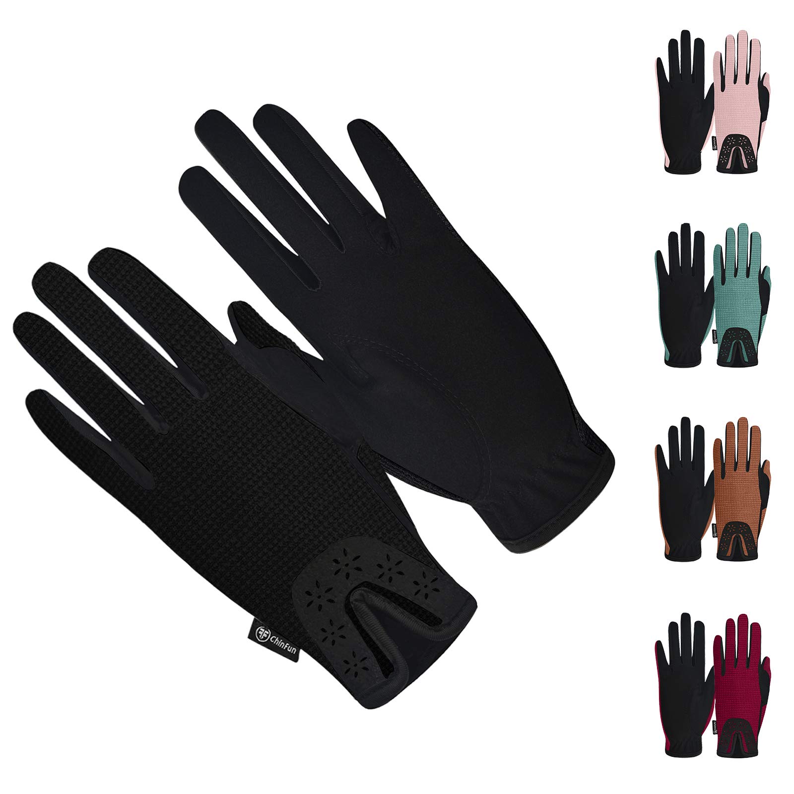 ChinFun Premium Horseback Riding Gloves for Ladies & Youth - Breathable, Lightweight, Comfortable Grip