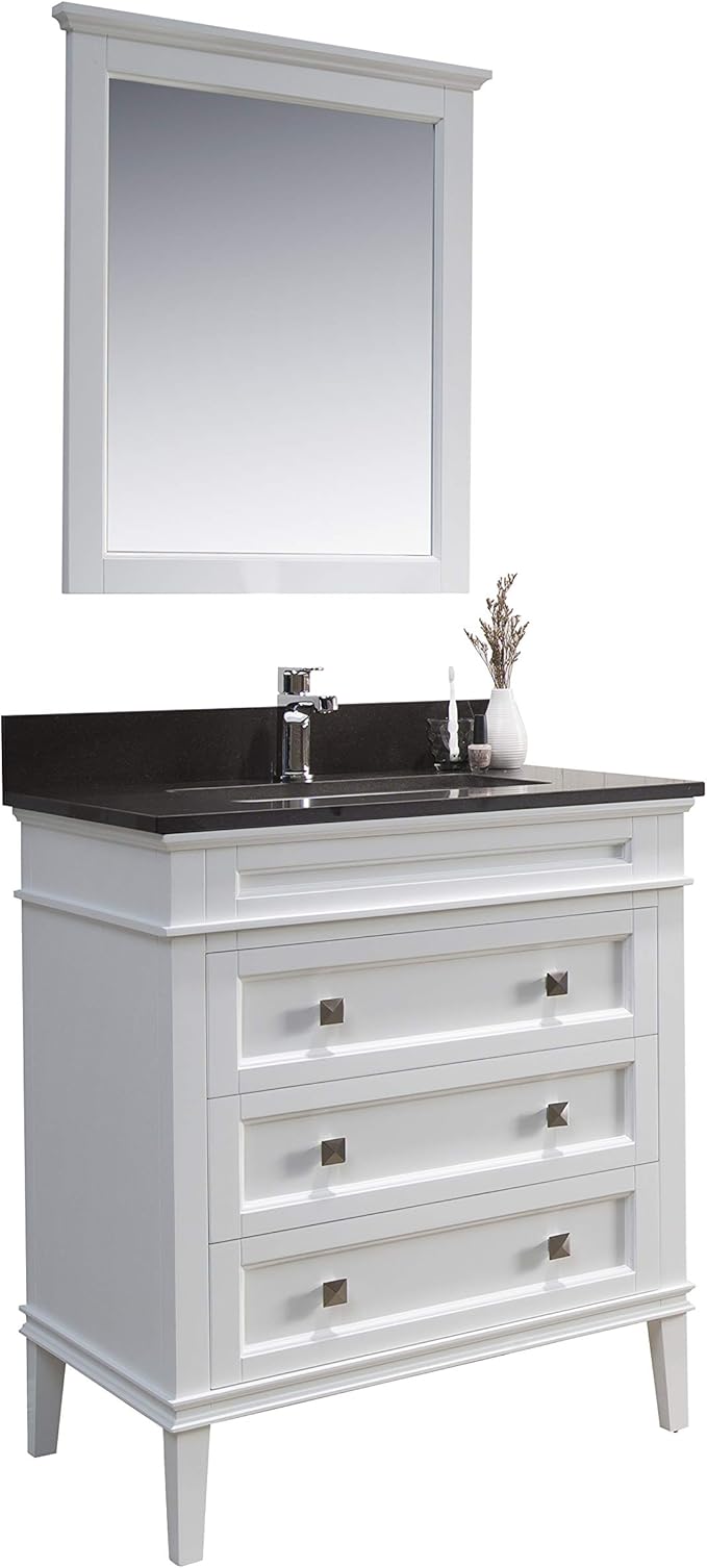 Blossom 015-30-01-MWQ Burdeos - Juego de tocador con Espejo y encimera