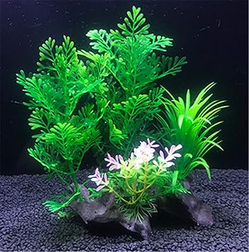 Teydhao Aquarium Decorations Fish Tank Artificial Green Water