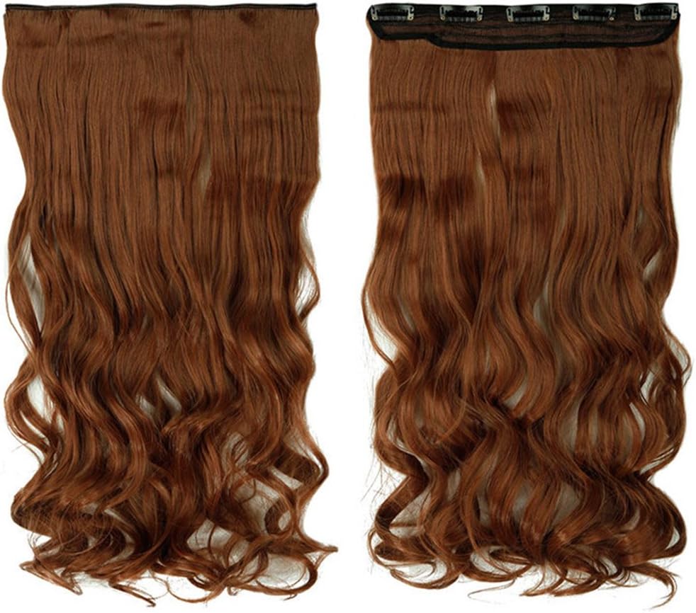 27" One Piece Clip In Hair Extensions Curly Hairpieces Wavy 5 Clips - Light Auburn(68cm-130g), 27 Inch - Image 4