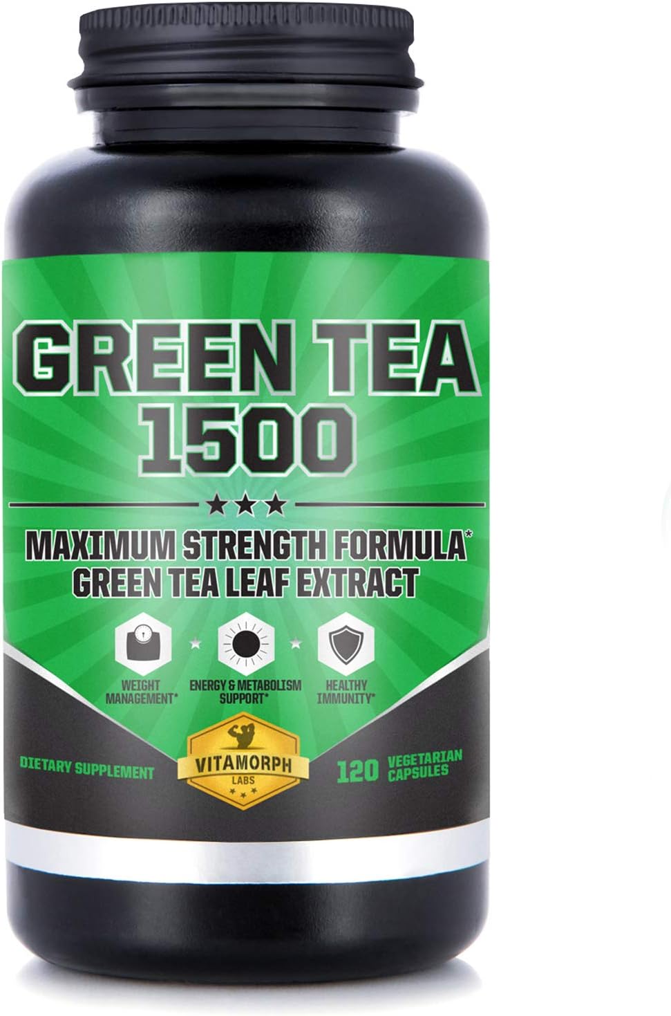Green Tea 1500 - Egcg Green Tea Extract Supplement, Maximum Strength Egcg Green Tea Extract Capsules for a Metabolism Boost and Daily Energy by Vitamorph Labs - 120 Vegetarian Capsules: Health & Personal Care