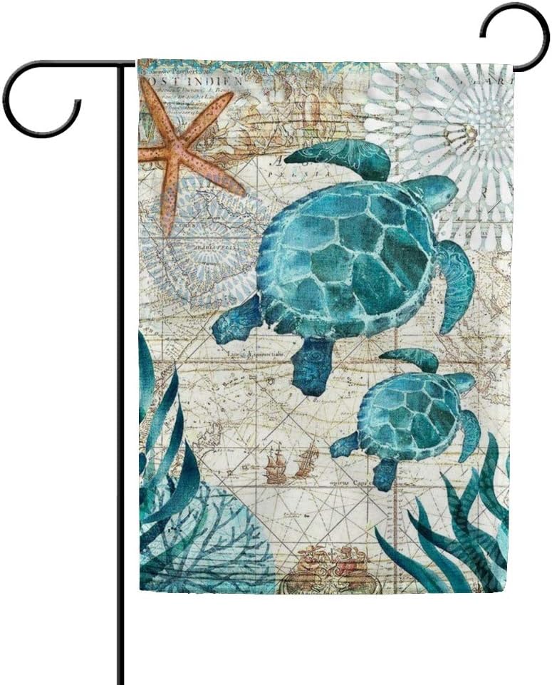 My Daily Sea Turtle Vintage Double Sided Garden Flag 12 x 18 inch Marine Theme Decorative House Flag for Outdoor Yard Lawn