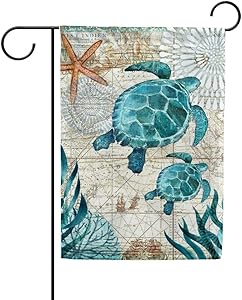 My Daily Sea Turtle Vintage Double Sided Garden Flag 12 x 18 inch Marine Theme Decorative House Flag for Outdoor Yard Lawn