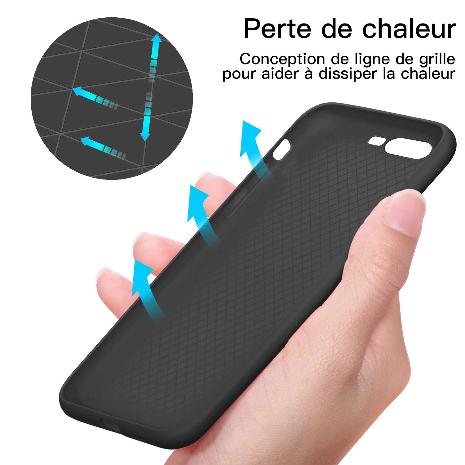 ProBien Coque pour iPhone 7 Plus / 8 Plus, Silicone Ultra Fine Housse avec Verre Trempé Gratuit Case Anti-Rayures Protection Complète Cover Mince Léger Étui de iPhone 7 Plus / 8 Plus - Noir