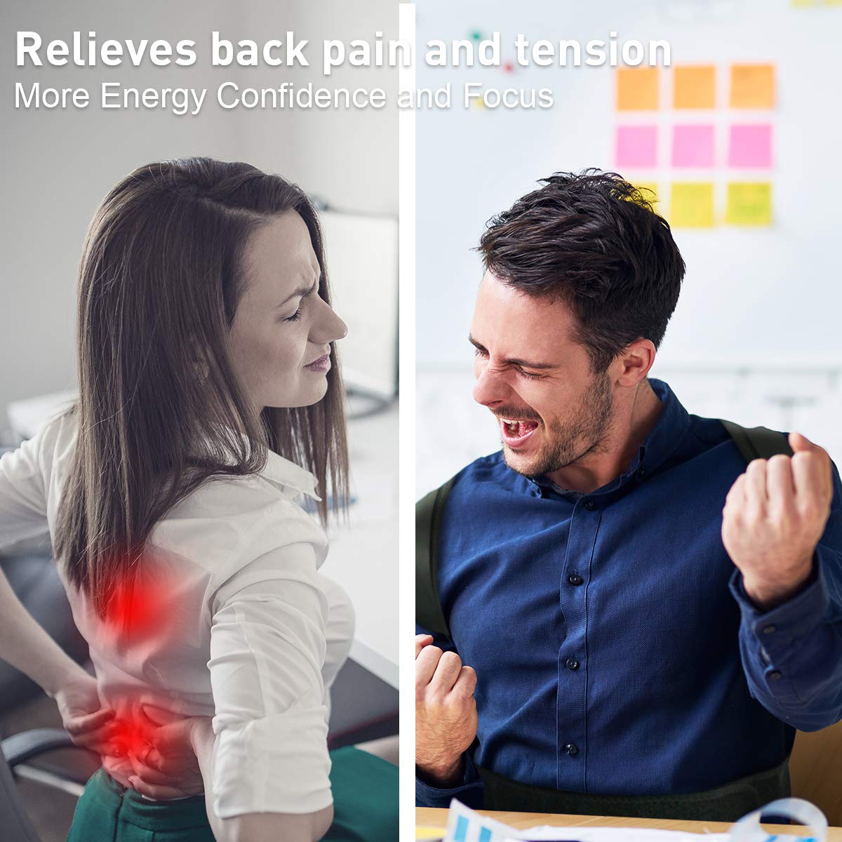 WOSTOO Rückenstützgürtel & Geradehalter zur –Haltungstrainer & Rückengürtel Gegen Rückenschmerzen–Stark Gepolsterte Gurte für Frauen und Männer, Richtmaschine Schulter L