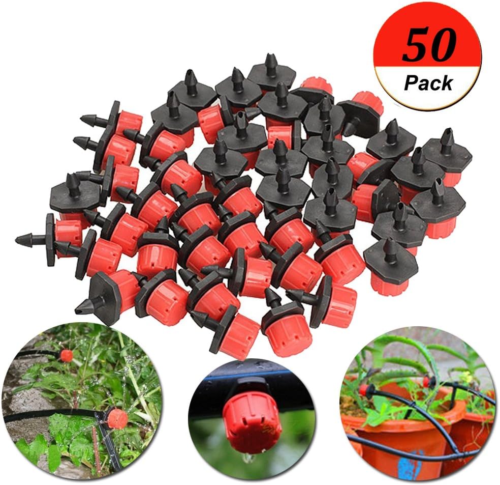 Pizies Adjustable Micro Drip Irrigation Watering Emitter Drippers 1-70L/h (50pcs)