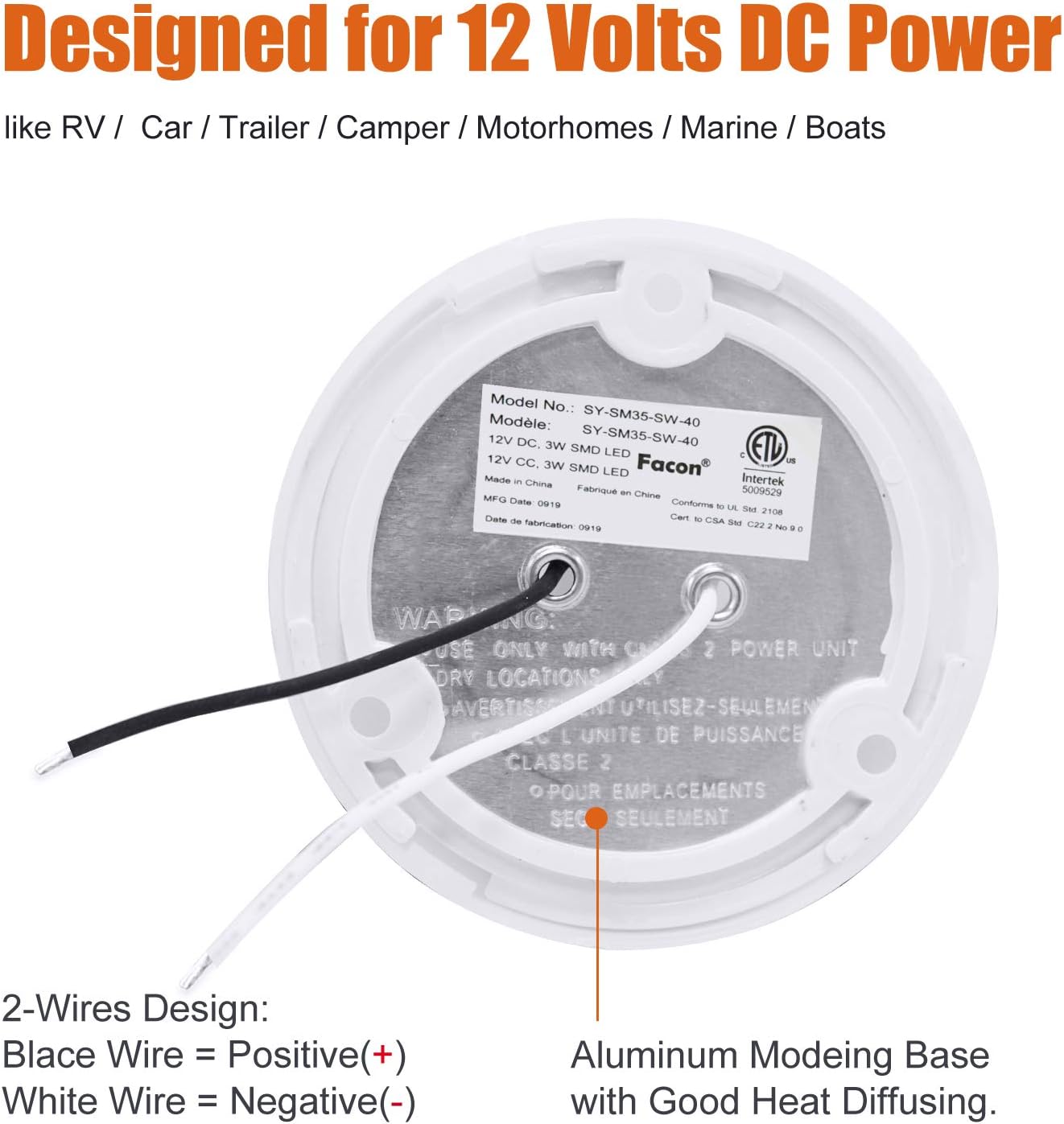 Facon 41/2 LED RV Puck Light Super Slim Under Light Surface