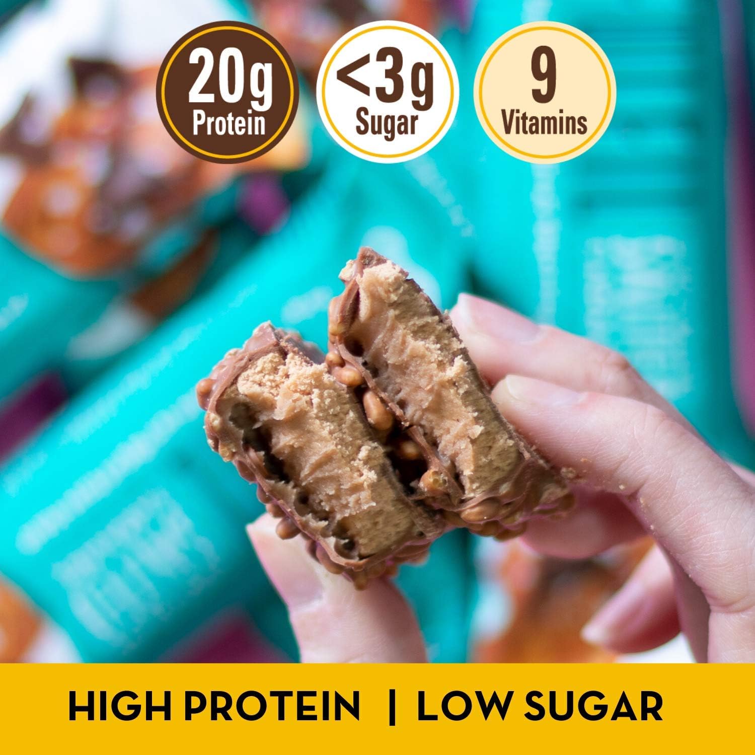 FULFIL Vitamin and Protein Bars (15 x 55 g Bars) - Chocolate Salted Caramel Flavour - 20 g High Protein; 9 Vitamins; Low Sugar - Image 4