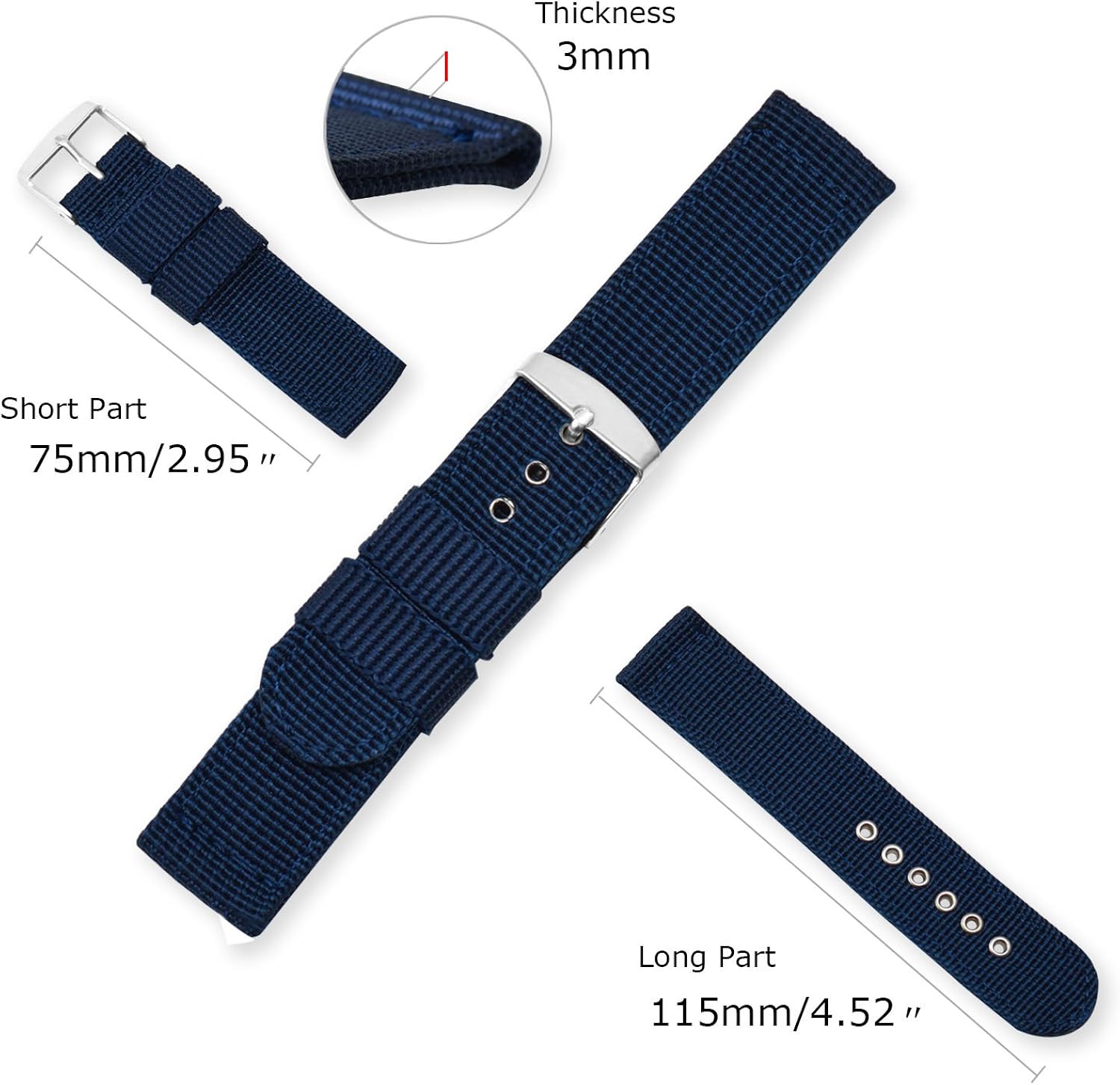 Vinband Watch Strap Canvas Watch Band Military Army 16mm, 18mm, 20mm