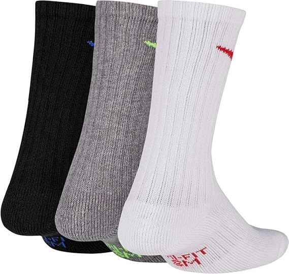 Amazon ナイキ Nike ジュニア 3p Ya パーフ クッション クルー ソックス Sx6842 906 グレーマルチ Nike ナイキ スポーツ アウトドア