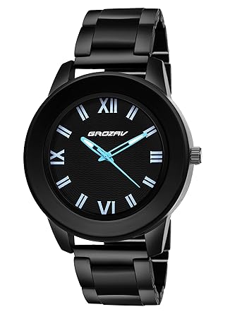 Black Analog Black Case Dial with Black Metal Strap Mens Watch_910704BK_C_1BK