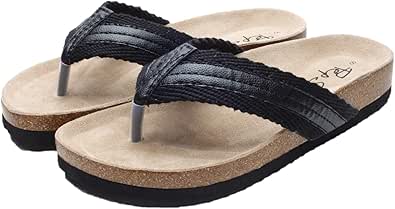 Amazon.com | PepStep Flip Flop Sandals for Men with Soft Cork Footbed and PU Leather Strap, Mens 