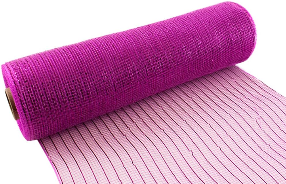 Eleganza Deco Mesh Metallic 25cm x 9.1m (10yds) Fuchsia No.28, 8.2 x 8.2 x 26.2 cm