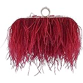 Miuco Women Feather Clutch Purse Shoulder Crossbody Bag Evening Handbags