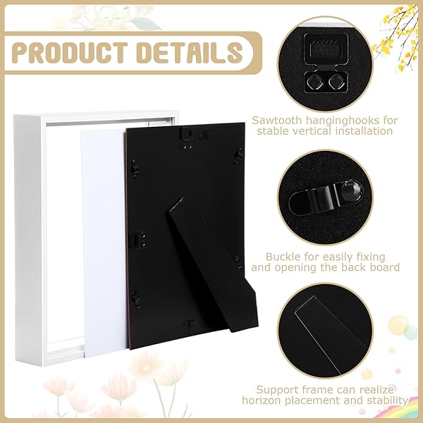 TUANSE 6 PIECES SHADOW BOX PICTURE FRAME SQUARE SHADOW BOXES DISPLAY CASES FOR SPORTS MEMORABILIA WEDDING MEMORIES CRAFTS PINS AWARDS MEDALS TICKETS AND PHOTOS (WHITE,8 X 10 INCH)