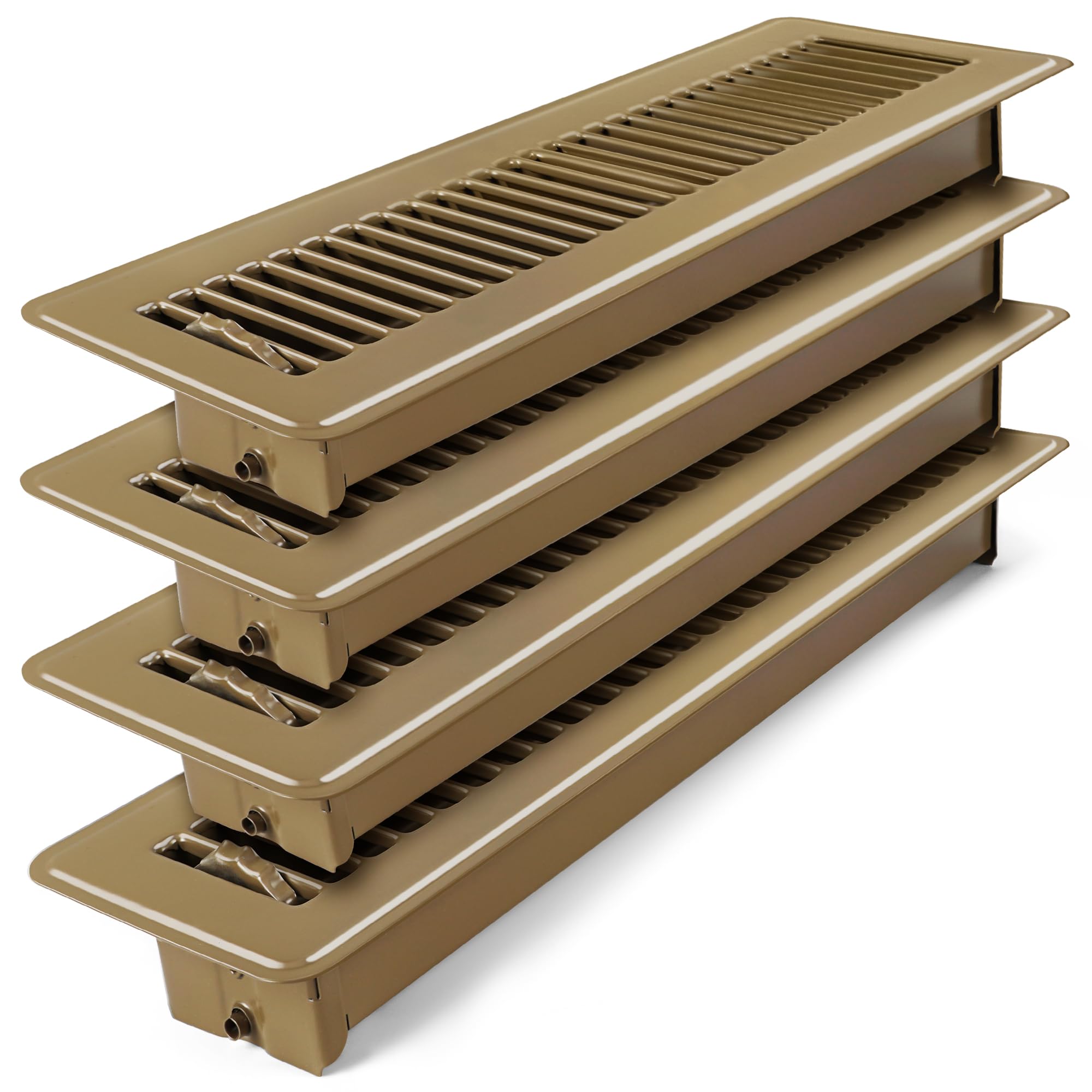 Photo 1 of Floor Register 2x14 - Heavy Duty Walkable Vent Covers for Home Floor and Sidewall, Steel Rust-Resistant Vent Registers Grille with Adjustable Lever, Energy-Saving 2 Inch by 14 Inch Floor Vents (Brown)