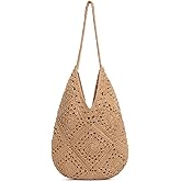 Pleneal Crochet Beach Bags for Women, Summer Beach Tote Bag, Soft Woven Purses Shoulder Bag for Vacation