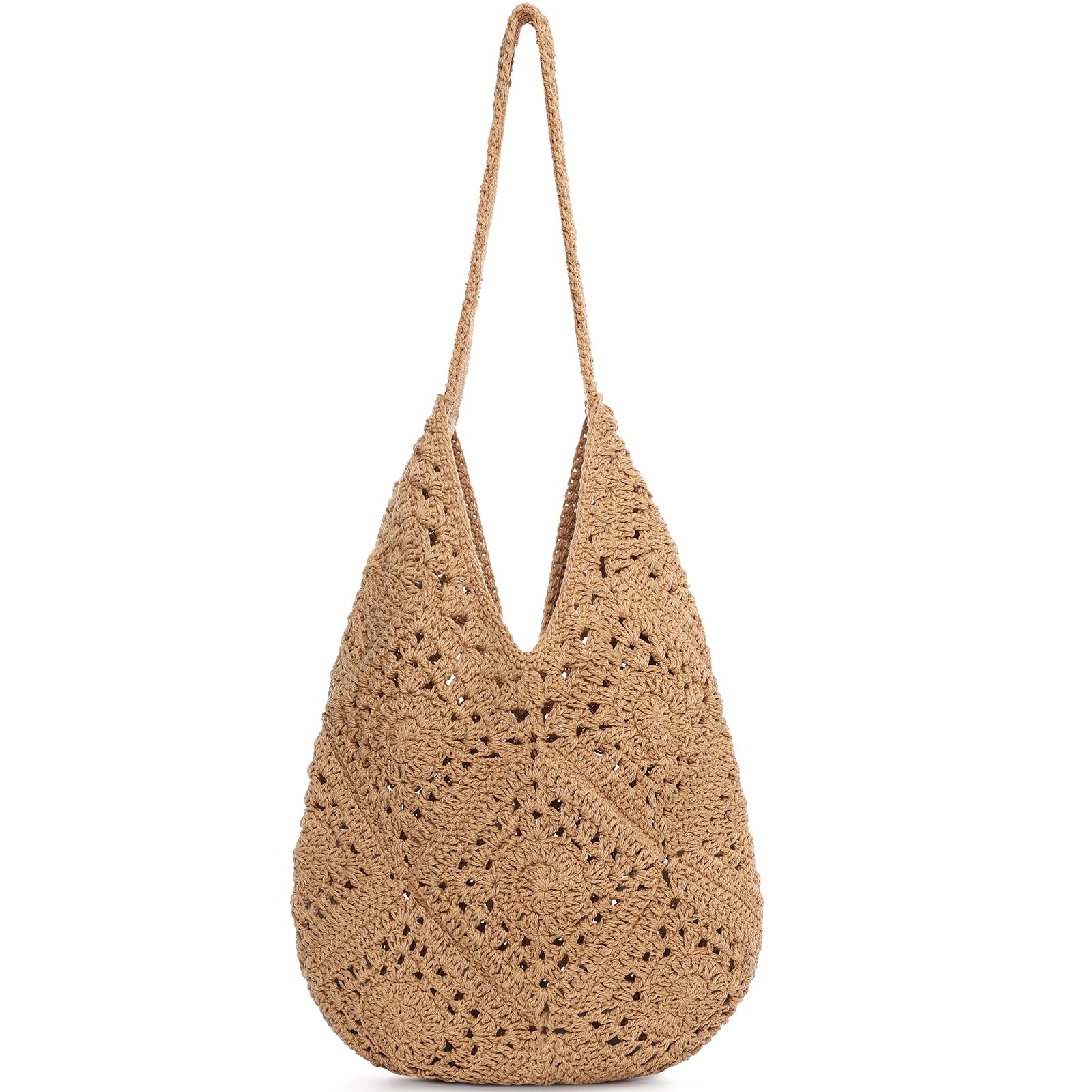 Photo 1 of Pleneal Crochet Beach Bags for Women, Summer Beach Tote Bag, Soft Woven Purses Shoulder Bag for Vacation