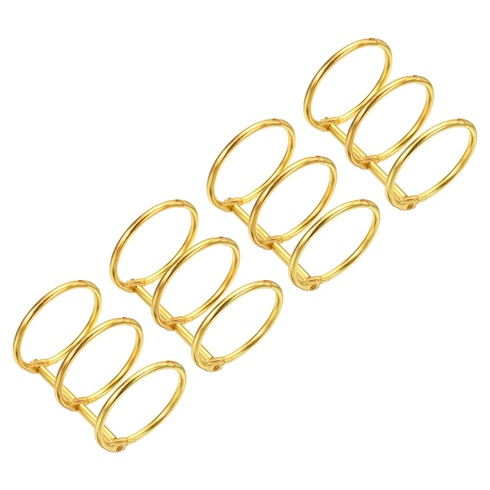 PATIKIL 1.18" Dia 3-Rings Book Rings, 4 Pack Metal Binder Rings Loose Leaf Ring Detachable for Office Desk Calendar Photo Album, Gold Tone